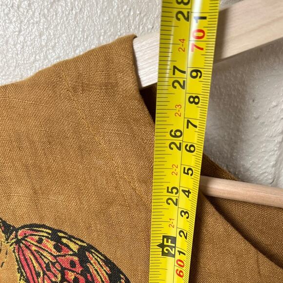 Viola Borchi Linen Caramel Butterfly Top Medium Made in Italy Cottagecore - Picture 4 of 5